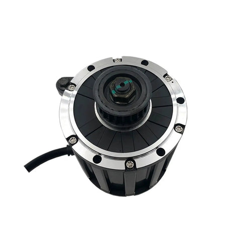Drop In Qs120 2000W Pmsm Mid Drive Motor With Belt Pulley Or 428 Sprocket For Electric Moped front view of motor showing design and installation features.