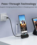 Two Pack Grab And Go Portable Charger With Built In USB C Cable, 5200 Mah Pocket Power Bank charging phone while recharging