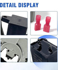 Detail view of Whirlpool Compatible Refrigerator Start Relay Replacement, ABS housing, copper core for stable voltage.