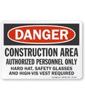 Heavy Duty Aluminum Danger Sign For Construction Area Locking Out Unauthorized Crews With Straight Up Rust Resistant Outdoor Wall Mounts For Any Day One Job Site Project 10 x 14 inch sign.