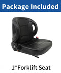 Universal Forklift Seat Heavy Duty Replacement Cushion For Toyota Nissan Komatsu Yale Hyster Tractor Excavator Dozer Off Road Rig Badass Grip And No Sweat Swap Rock Solid Comfort, showing black plastic seat design.