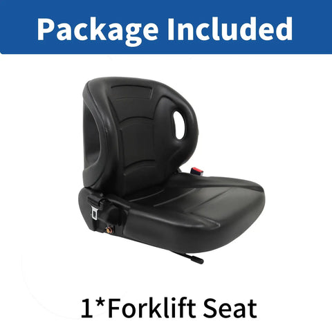 Universal Forklift Seat Heavy Duty Replacement Cushion For Toyota Nissan Komatsu Yale Hyster Tractor Excavator Dozer Off Road Rig Badass Grip And No Sweat Swap Rock Solid Comfort, showing black plastic seat design.