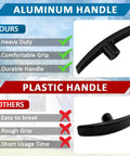 Comparison of Two Piece Black Aluminum RV Sewer Valve T Handle Replacement and plastic handle, highlighting durability and comfort.