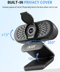 Hassle Free Plug And Play 1080P HD Webcam For Computers with privacy cover and adjustable mount, ideal for streaming.