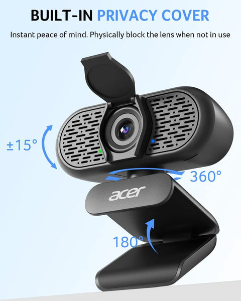 Hassle Free Plug And Play 1080P HD Webcam For Computers with privacy cover and adjustable mount, ideal for streaming.