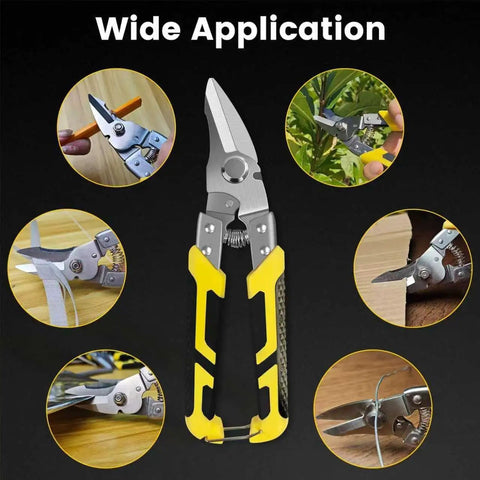 Workhorse Tin Snips Set With Straight And Curved Metal Cutter Shears Heavy Duty Stainless Steel Non Slip Serrated Blades For Quick Clean Cuts On Tin Aluminum Copper Cardboard And Roofing Metal For DIY Projects, 2-piece set
