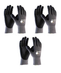 Grippy Seamless Knit Nylon Work Gloves With Nitrile Coated Micro Foam Grip On Palm And Fingers 3 Pairs Size Medium