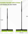 24 Inch Push Broom Outdoor With Stiff Bristles And Heavy Duty Brush 63 Inch Long Handle shown with adjustable length