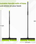 Adjustable 63 inch handle and 24 inch head of Three Pack 24 Inch Push Brooms Workhorse Outdoor Brooms With 63 Inch Handle For Indoor