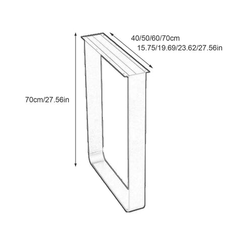 Heavy Duty Solid Steel Table Legs With Elegant Arc Shape And Glossy Silver Coating, dimension showing 70cm height.