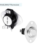 6931EL3001F thermostat from Dryer Repair Kit With 6931EL3001F Thermostat And 6931EL3003D Thermal Fuse Thermostat Replacement Parts For Dryers DIY Friendly Install Plug And Play Fits Most Models showing front and back