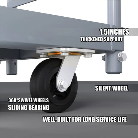 Heavy Duty Flatbed Cart 2200 Lb Capacity Workhorse Foldable Platform Truck with quiet wheel design close-up view.
