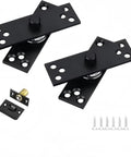 Concealed 360 Degree Pivot Door Hinge Set Built Tough In Stainless Steel, Heavy Duty Commercial Grade Door Hardware With Silent Rotation For Doors Up To 220 Lbs, Double Bearing System For Smooth Quiet Open And Close, black concealed pivot hinge set with screws