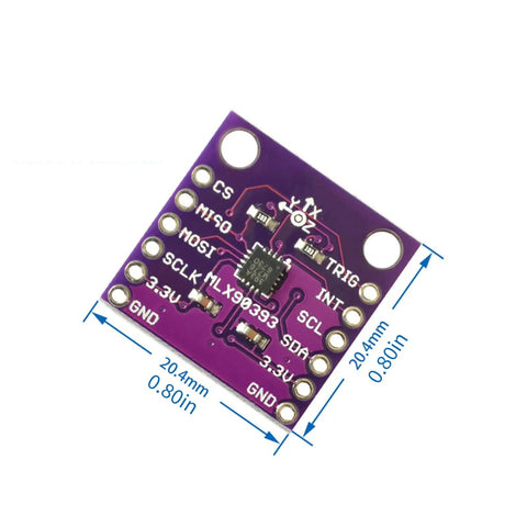 MLX90393 Digital Hall Effect Sensor Module With Pro Grade Positioning And I2C SPI Interfaces For Real Time Motion Control In Battery Powered Devices Industrial Equipment And Smart Consumer Gadgets, purple 20.4mm PCB