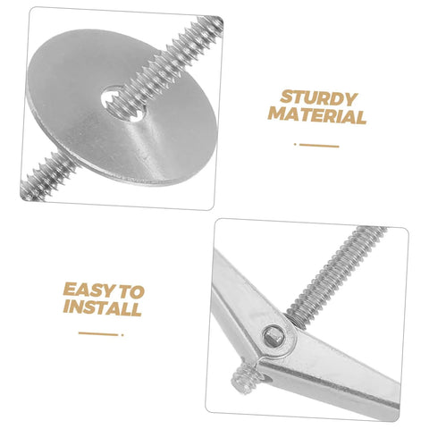 Close-up of 15-Piece Beefed-Up Metal Toggle Bolt Kit With Wing Nuts For Drywall Anchors, showcasing sturdy material and easy installation.