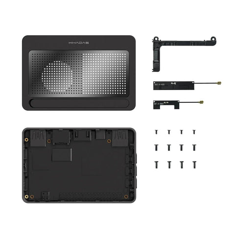 Dope Metal DIY Case2 In Piano Black For All VIMs Single Board Computer, Stainless Steel Shell With PVD Finish, assembly pieces shown