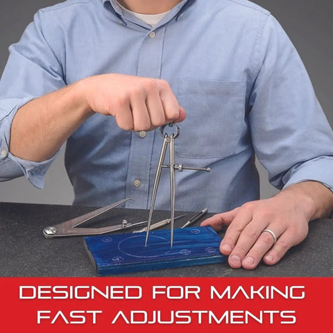 Man using Yankee Spring Type Inside Calipers With Flat Legs And Solid Nut Hardened Fulcrum Stud Spring Joint 4 Inch Capacity Tool