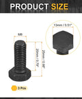 Three Pack M8 1.25 X 20mm Left Hand Hex Head Bolt Black Oxide Carbon Steel Reverse Thread Fastener Shop Grade dimensions