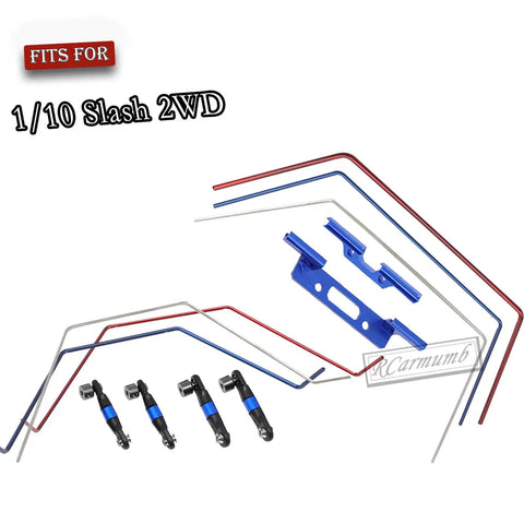 Beef Up Your One Tenth Slash 2WD RC Car With An Aluminum Front And Rear Sway Bar Kit, Wide Stabilizers For Improved Handling