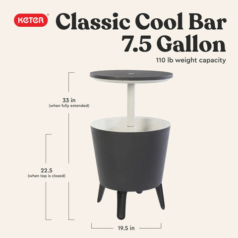 Modern Outdoor Bar Table With Built-In 7.5 Gallon Beer And Wine Cooler For Backyard Gameday Parties And Poolside Hangouts