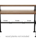 Industrial Pipe Desk Legs Set 42x28 Inches With Iron Cast Finish, DIY Wooden Computer Desk Legs, includes 6-inch monitor shelf support