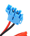 Close-up of blue connector from 18V Battery Adapter Conversion Kit With 12AWG Wire And 40A For Riding Toys RC Cars And Robotics.