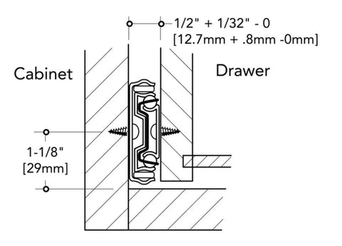 Diagram of Heavy Duty 3 Pair 16 Inch Full Extension Ball Bearing Side Mount Cabinet Drawer Slides With Rear Brackets installation.