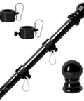 Six Foot Black Stainless Steel Flag Pole Kit With 360 Degree Anti Wrap Ring, Tangle Free Design, Heavy Duty Residential Flag Pole
