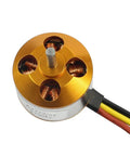 High Power Brushless Outrunner RC Motor 930KV 1000KV 1200KV 1400KV 1800KV 2200KV 2450KV 2700KV For Quadcopter Hexacopter And Fixed Wing RC Planes 2S 3S 27mm By 27mm 50g 3.17mm Shaft Golden Edition, top view of copper coils and shaft