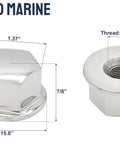316 Stainless Steel Boat Steering Wheel Center Hexagon Nut 1/2-20 Thread Size For Bass Boats Steering Wheel And Hydraulic Systems