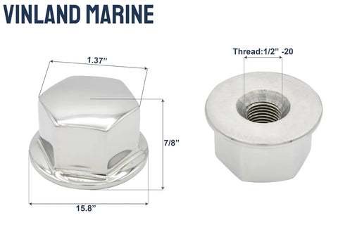 316 Stainless Steel Boat Steering Wheel Center Hexagon Nut 1/2-20 Thread Size For Bass Boats Steering Wheel And Hydraulic Systems