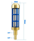 Pressure Washer Suction Strainer Filter For 3/4 Inch And 5/8 Inch Hoses, Brass Water Pickup Filter, side view with measurements