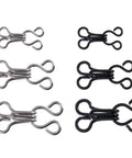 60-Piece Hooks And Eyes Go-To Closure Set for Bra Clothing Trousers and Skirts DIY Craft, black and silver metal hooks