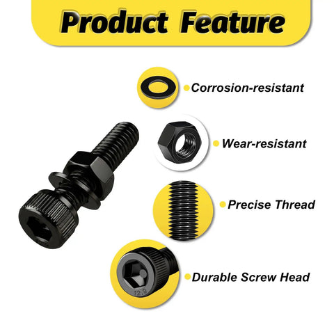 M4 Screws Kit 365 Pieces Socket Head Cap Screws Set With Higher Screw Ratio For Real Use Pro Grade 12.9 Alloy Steel Black Zinc Plated