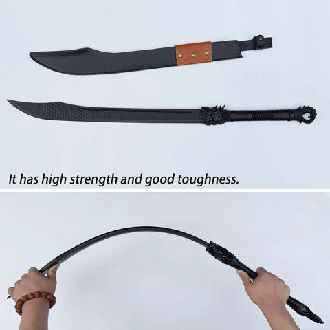 Tough As Nails Polypropylene Martial Arts Training Sword With One Piece Blade Unbreakable PP Plastic Black Katana in sheath