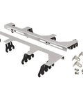 Slick Chrome Wire Loom Kit With Sliding Tabs For V8 Engines, showing chrome looms, black insulators, and mounting hardware.
