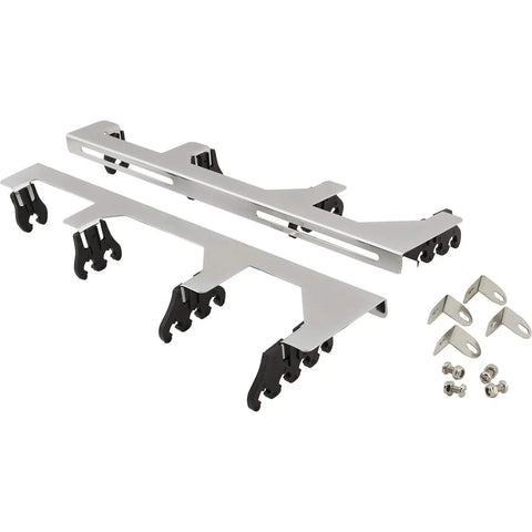 Slick Chrome Wire Loom Kit With Sliding Tabs For V8 Engines, showing chrome looms, black insulators, and mounting hardware.