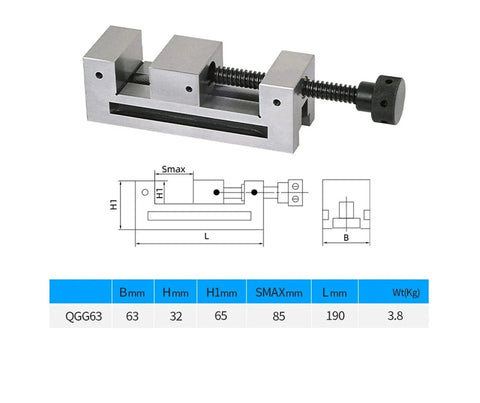Boss Grade Precision Vise Fixture With Quick Adjust Jaw For Stone Drilling Milling And Grinding Straight Corner Clamp Flat Pliers Style Build Fits Multiple Inch Sizes For Fast Job Changeovers In Hardware Stores And Shops QGG63 63mm clamp