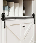Upgraded 2.5 Foot Mini Folding Sliding Barn Door Hardware Kit For Two Doors Carbon Steel Construction Frosted Black