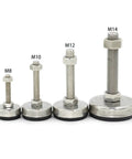Adjustable Leveling Feet Set Stainless Steel Rubber M8-M14 Swivel Base Black Finish For Furniture And Equipment Tool Free Install 2 4 6 10 Pack D65xm14x100mm Heavy Duty Stabilizers, M8-M14 sizes