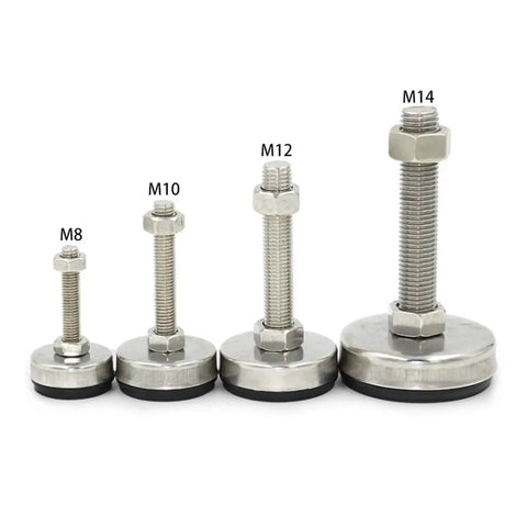 Adjustable Leveling Feet Set Stainless Steel Rubber M8-M14 Swivel Base Black Finish For Furniture And Equipment Tool Free Install 2 4 6 10 Pack D65xm14x100mm Heavy Duty Stabilizers, M8-M14 sizes