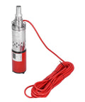 Hella Durable Stainless Steel Solar and DC 12V Submersible Sump Pump with red electric cable for garden pond use.