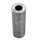 Crankshaft adapter bushing, metal cylinder with central bore, silver finish