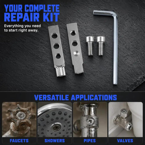 Heavy Duty Screw Extractor Kit For 1/2 And 3/4 Inch Valves Pipes Fits Broken Bolts Stripped Threads Silver Alloy Steel Made Plumbing Fix It Yourself Tool Set with wrench and bits
