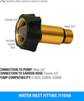 Brass Water Inlet Fitting For Pressure Washer 3/4 Inch Female To 3/8 Inch Male Quick Connect Durable Replacement