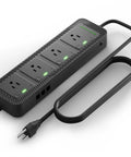 Four Outlet Smart Automation Expansion Module For Indoor Grow Rooms That Plugs Straight Into Your Climate Controller And Gives You Dope Extra Power Ports For Every Setup - black power splitter with four outlets.