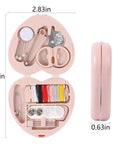 Open Heart Shaped Portable Travel Sewing Kit For On The Go Fixes Mini Box With Threads Scissors Needles Pink Compact Handy