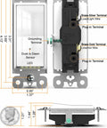 Illuminated Night Light Wall Switch Pack, Single Pole, 15A 120/277V, 3 Wire Grounding, Glossy White, Easy Install, detailed diagram