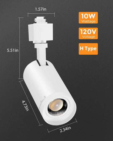 3-Color Zoomable LED Track Lighting Heads for Kitchen H Type Spotlight Fixtures, Dope Adjustable Beam 15 to 55, Flicker Free With CRI 90 Plus, 10W Each, White, 4 Pack