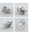 1.5 Inch M8 Threaded Swivel Caster Wheel White Light Duty For Carts And Trolleys, 360 Degree Swivel, Durable PP Wheel